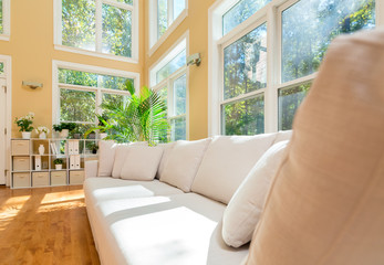 Sectional sofa in a large luxury interior home
