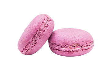 Delicious macaroons on white background