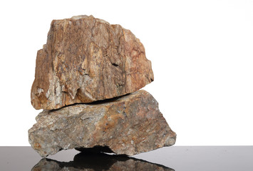 Big stone on black granit