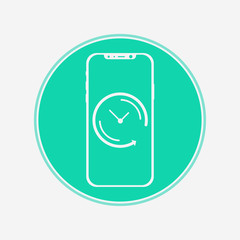 Phone with clock vector icon sign symbol