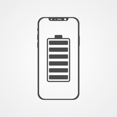 Phone with battery vector icon sign symbol