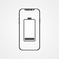 Phone with battery vector icon sign symbol