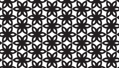 Black and white geometric flower vector pattern - 231891792