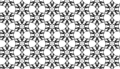 Black and white geometric abstract star flowers vector pattern - 231891971