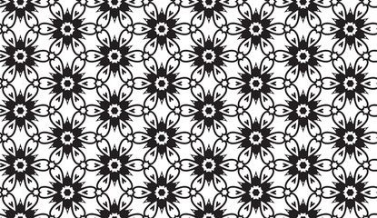 Black and white abstract flowers vector pattern - 231892191