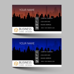 Business cards design two color on the gray background. Inspired by building structures. Contact cards for company. Vector illustration EPS10. 