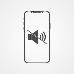 Phone with silent vector icon sign symbol