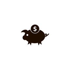 Piggy bank and dollar coin icon. flat design