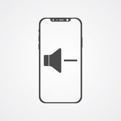 Phone with volume vector icon sign symbol