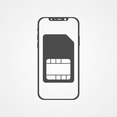 Phone with sim card vector icon sign symbol
