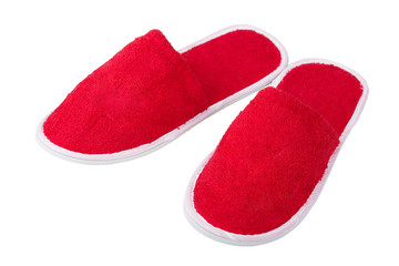 Female red sneakers, isolated, white background