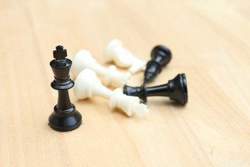Black chess king win. Business concept