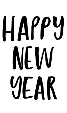 Happy New Year. Handwritten text. Modern calligraphy. Isolated on white