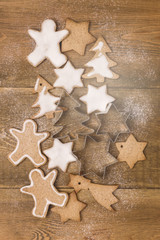 Christmas Homemade Gingerbread Cookies on Wooden Background Christmas Background Christmas Sweet Food Vertical