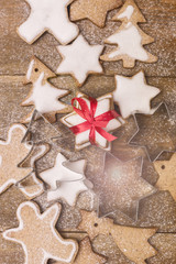 Christmas Homemade Gingerbread Cookies on Wooden Background Christmas Background Christmas Sweet Food Vertical