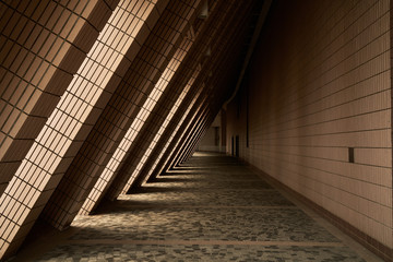 abstract walkway in building with lighting line