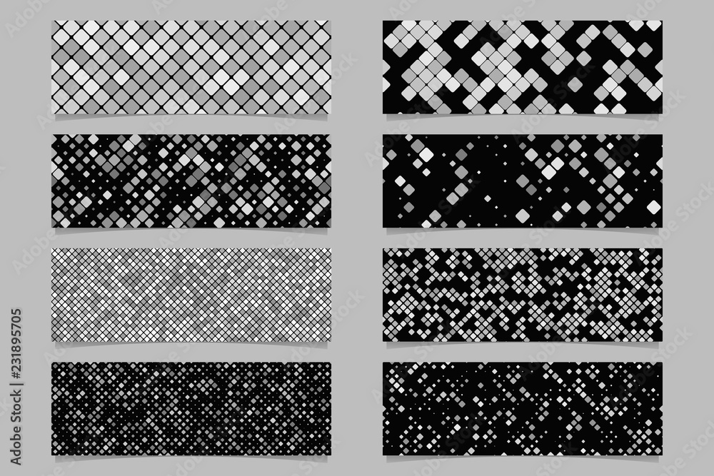Poster abstract modern diagonal rounded square pattern banner background set - vector graphic design
