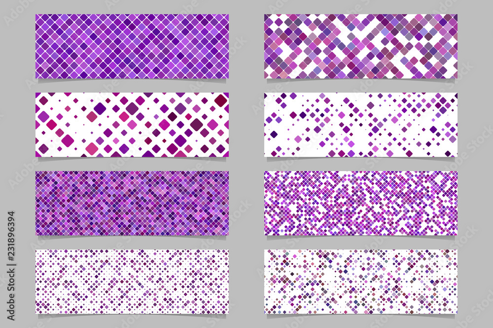 Poster abstract modern diagonal rounded square pattern banner background set - vector graphic