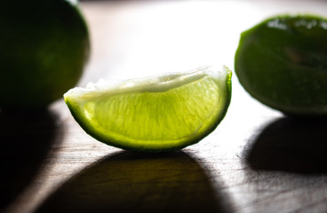 Fresh sliced lime with a backlight 