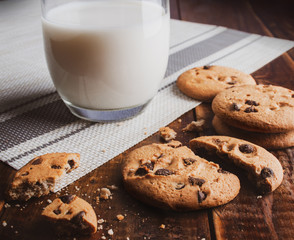 Chocolate chip cookies with milk 