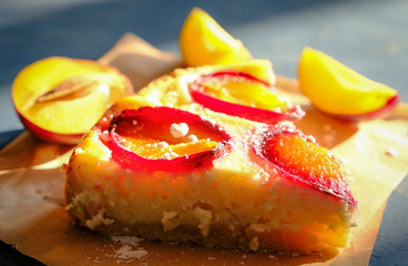 Рomemade plum and curd pie