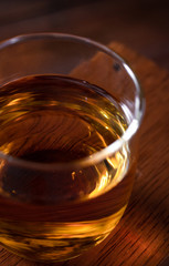 Close up of a glass with bourbon