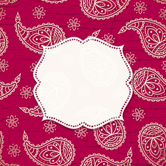 Paisley textured background with a frame