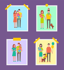 Family People Pictures Set Vector Illustration