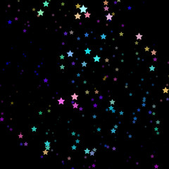 Bright neon pink, blue, purple stars on a dark background. Scalable vector graphics