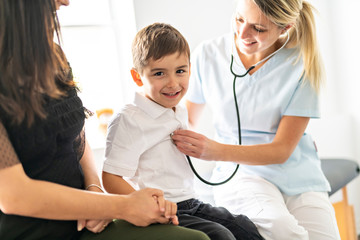 Fototapeta premium A cute Child Patient Visiting Doctor's Office