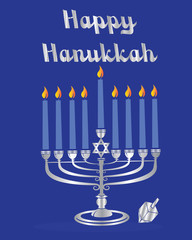 Hanukkah-Menorah with Blue Candles 2