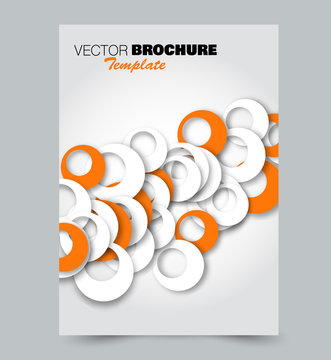 Orange flyer design template with circles. Brochure for business, education, presentation, advertisement. Corporate identity concept. Editable vector illustration.