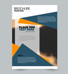 Flyer template. Design for a business, education, advertisement brochure, poster or pamphlet. Vector illustration. Orange and blue color.