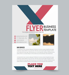 Flyer template. Design for a business, education, advertisement brochure, poster or pamphlet. Vector illustration. Red and blue color.