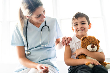 A cute Child Patient Visiting Doctor's Office