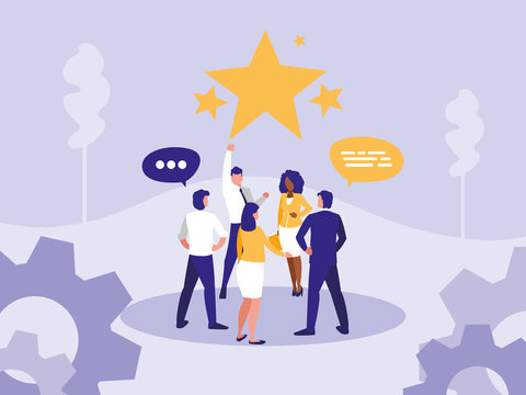 group business people with speech bubble