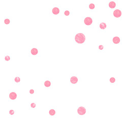 Wedding glitter confetti with dots on isolated backdrop. Shiny random sequins with metallic sparkles. Design with pink wedding glitter for party invitation, event banner, flyer, birthday card.