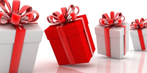 gift box over white background. 3d illustration.