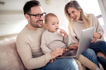 Happy family in their living room