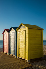 Several beach huts