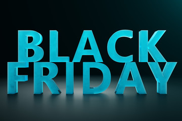 Black Friday - Only once a year, maximum discounts. Sales, joy, success. The moment. Black Friday text on the wall. Great sale. 3D illustration