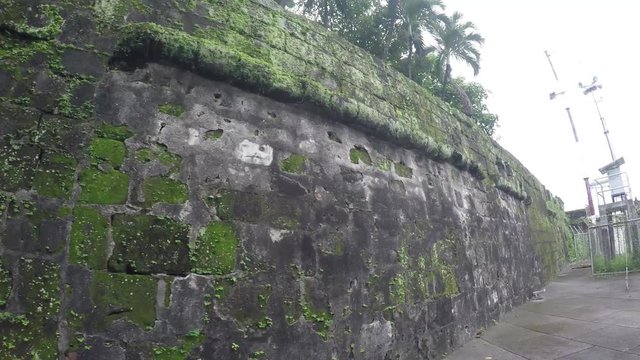 Intramuros, Manila, Philippines - September 6, 2018: 16th century walled city relics and remnants Founded by Miguel Lopez de Legazpi. tracking shot