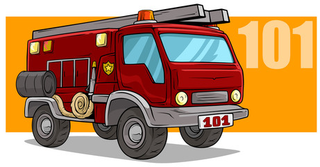 Cartoon emergency rescue fire department truck
