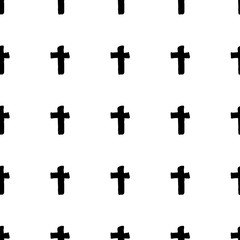 Trendy background with crosses. Crosses are drawn in ink by hand. Seamless pattern.