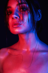 colorful girl with wet Hair