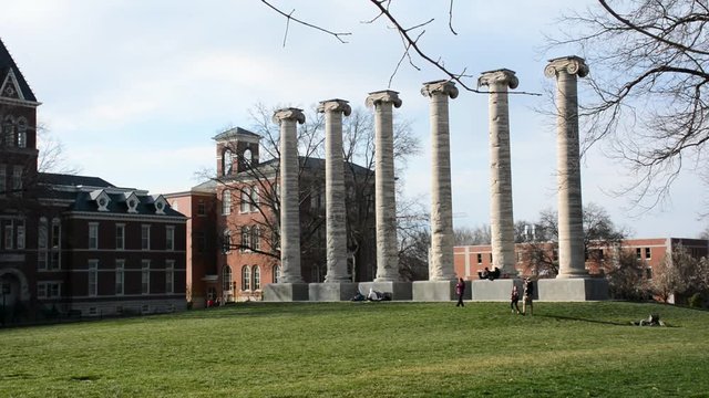 Six columns or pillars standing unbroken