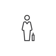 Businessman and briefcase outline icon. linear style sign for mobile concept and web design. Man with suitcase simple line vector icon. Symbol, logo illustration. Pixel perfect vector graphics