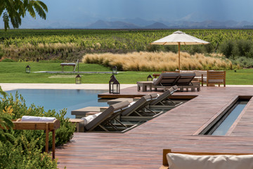swimming pool in tropical resort
