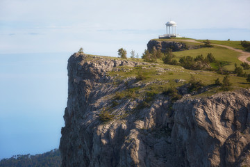 Fototapeta na wymiar Crimea, Windy Arbour on a rock on a sunny summer day