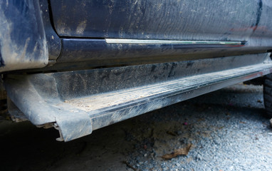 Close up of side step vehicle , pickup truck